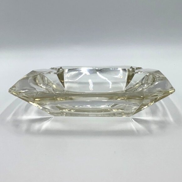 Vintage Clear Glass Ashtray With Etched FFA Logo & Wing Design Square Shape With - Picture 6 of 8